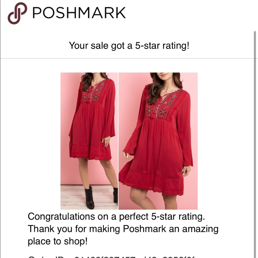 Red wine boho style dress - Picture 7 of 7